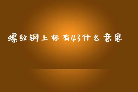 螺纹钢上标有43什么意思_https://wap.lxcailiao.com_财务管理_第1张
