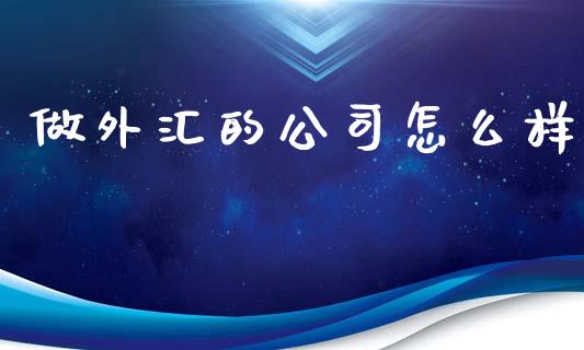 做外汇的公司怎么样_https://wap.lxcailiao.com_金融监管_第1张