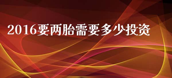 2016要两胎需要多少投资_https://wap.lxcailiao.com_财务管理_第1张