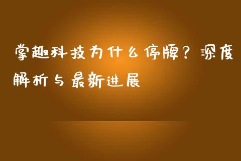 掌趣科技为什么停牌？深度解析与最新进展_https://wap.lxcailiao.com_股权投资_第1张
