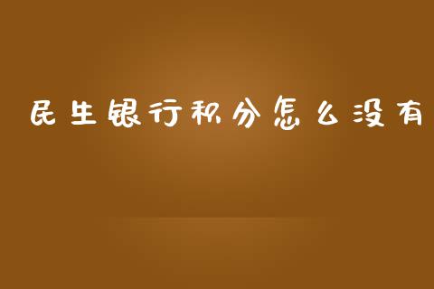 民生银行积分怎么没有_https://wap.lxcailiao.com_金融监管_第1张