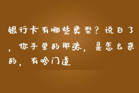银行卡有哪些类型？说白了，你手里的那张，是怎么来的，有啥门道_https://wap.lxcailiao.com_财务管理_第1张