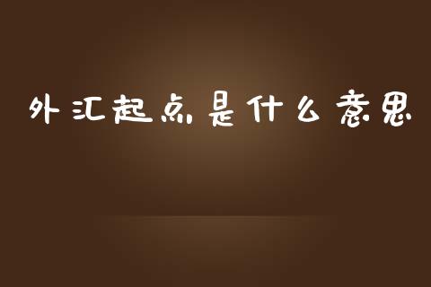 外汇起点是什么意思_https://wap.lxcailiao.com_金融监管_第1张