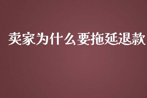 卖家为什么要拖延退款_https://wap.lxcailiao.com_金融监管_第1张