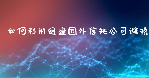 如何利用组建国外信托公司避税_https://wap.lxcailiao.com_金融监管_第1张