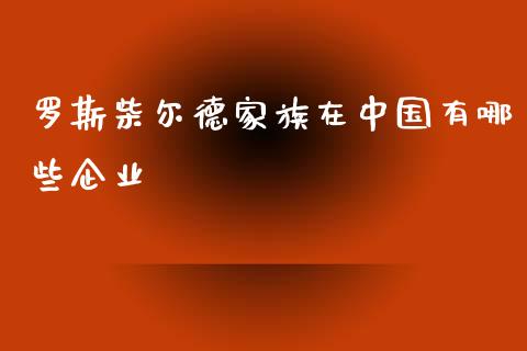 罗斯柴尔德家族在中国有哪些企业_https://wap.lxcailiao.com_金融监管_第1张