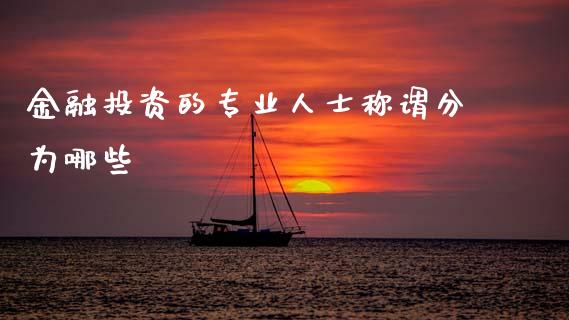 金融投资的专业人士称谓分为哪些_https://wap.lxcailiao.com_股权投资_第1张