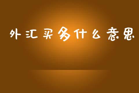 外汇买多什么意思_https://wap.lxcailiao.com_融资担保_第1张