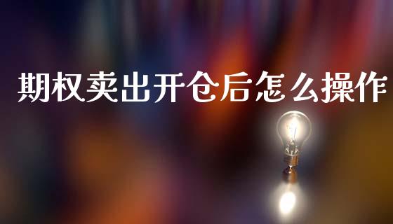 期权卖出开仓后怎么操作_https://wap.lxcailiao.com_金融监管_第1张