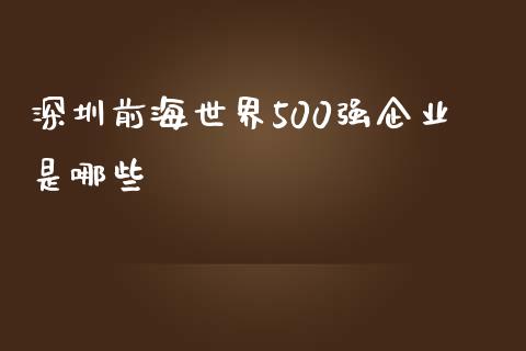 深圳前海世界500强企业是哪些_https://wap.lxcailiao.com_金融监管_第1张