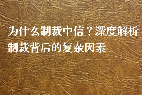 为什么制裁中信？深度解析制裁背后的复杂因素_https://wap.lxcailiao.com_财务管理_第1张