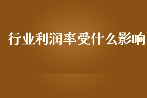 行业利润率受什么影响_https://wap.lxcailiao.com_财务管理_第1张