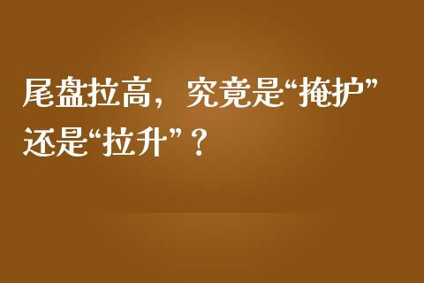 尾盘拉高，究竟是“掩护”还是“拉升”？_https://wap.lxcailiao.com_股权投资_第1张