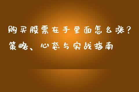 购买股票在手里面怎么涨？策略、心态与实战指南_https://wap.lxcailiao.com_融资担保_第1张