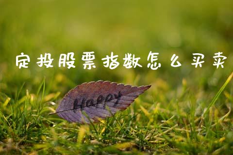 定投股票指数怎么买卖_https://wap.lxcailiao.com_财务管理_第1张