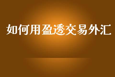 如何用盈透交易外汇_https://wap.lxcailiao.com_金融监管_第1张