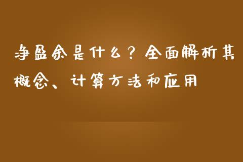 净盈余是什么？全面解析其概念、计算方法和应用_https://wap.lxcailiao.com_股权投资_第1张