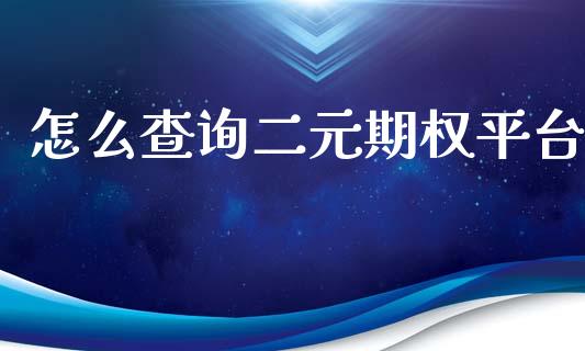 怎么查询二元期权平台_https://wap.lxcailiao.com_融资担保_第1张