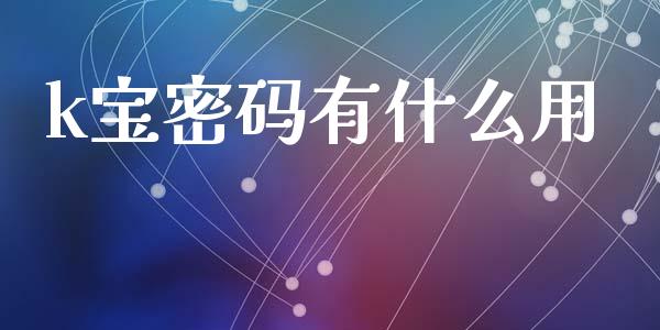 k宝密码有什么用_https://wap.lxcailiao.com_财务管理_第1张