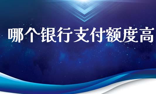 哪个银行支付额度高_https://wap.lxcailiao.com_融资担保_第1张