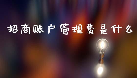 招商账户管理费是什么_https://wap.lxcailiao.com_金融监管_第1张
