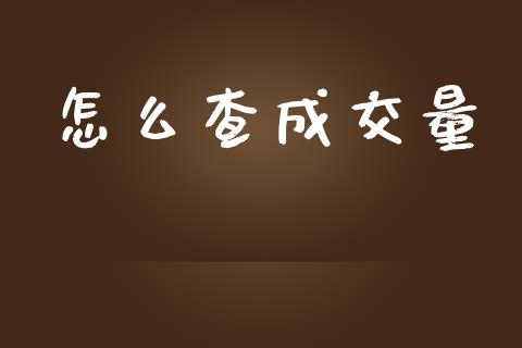 怎么查成交量_https://wap.lxcailiao.com_财务管理_第1张