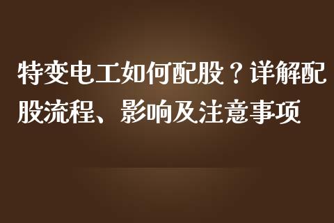 特变电工如何配股？详解配股流程、影响及注意事项_https://wap.lxcailiao.com_融资担保_第1张