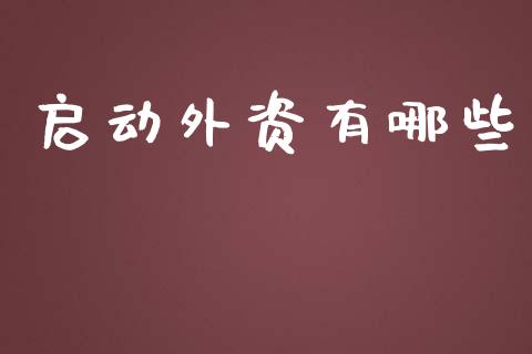 启动外资有哪些_https://wap.lxcailiao.com_金融监管_第1张