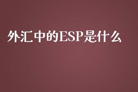 外汇中的ESP是什么_https://wap.lxcailiao.com_金融监管_第1张