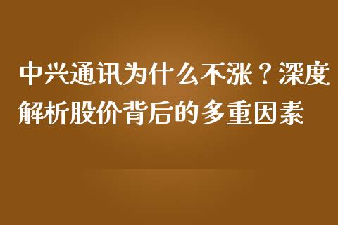 中兴通讯为什么不涨？深度解析股价背后的多重因素_https://wap.lxcailiao.com_股权投资_第1张