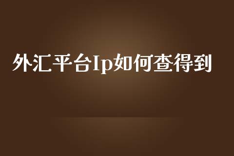 外汇平台Ip如何查得到_https://wap.lxcailiao.com_融资担保_第1张