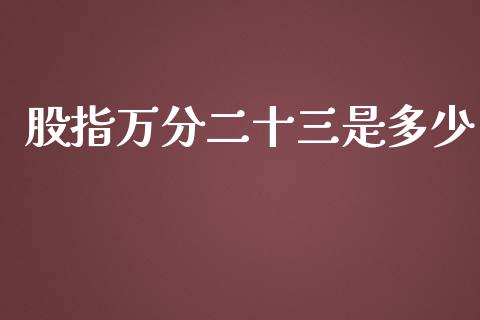 股指万分二十三是多少_https://wap.lxcailiao.com_股权投资_第1张
