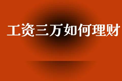 工资三万如何理财_https://wap.lxcailiao.com_融资担保_第1张