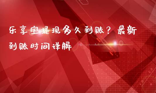 乐享宝提现多久到账？最新到账时间详解_https://wap.lxcailiao.com_融资担保_第1张