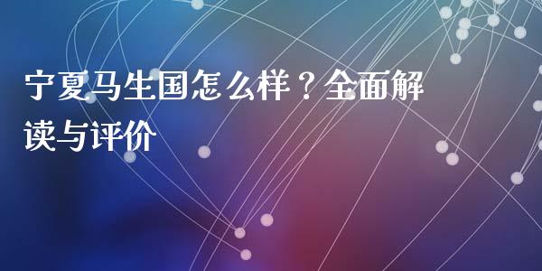 宁夏马生国怎么样？全面解读与评价_https://wap.lxcailiao.com_金融监管_第1张
