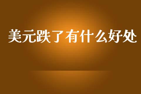 美元跌了有什么好处_https://wap.lxcailiao.com_股权投资_第1张