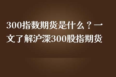 300指数期货是什么？一文了解沪深300股指期货_https://wap.lxcailiao.com_财务管理_第1张