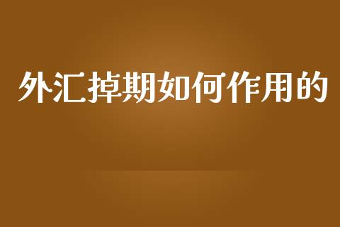 外汇掉期如何作用的_https://wap.lxcailiao.com_融资担保_第1张
