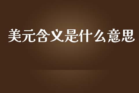 美元含义是什么意思_https://wap.lxcailiao.com_财务管理_第1张