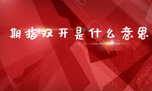 期指双开是什么意思_https://wap.lxcailiao.com_财务管理_第1张