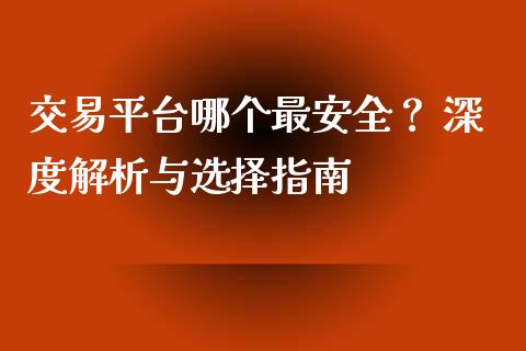 交易平台哪个最安全？ 深度解析与选择指南_https://wap.lxcailiao.com_股权投资_第1张
