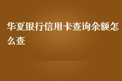 华夏银行信用卡查询余额怎么查_https://wap.lxcailiao.com_金融监管_第1张