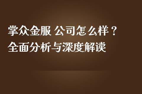 掌众金服 公司怎么样？ 全面分析与深度解读_https://wap.lxcailiao.com_股权投资_第1张