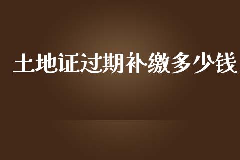 土地证过期补缴多少钱_https://wap.lxcailiao.com_股权投资_第1张