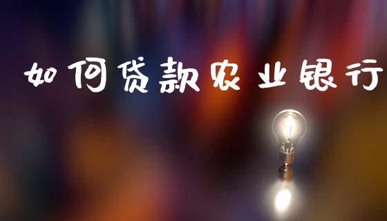 如何贷款农业银行_https://wap.lxcailiao.com_财务管理_第1张