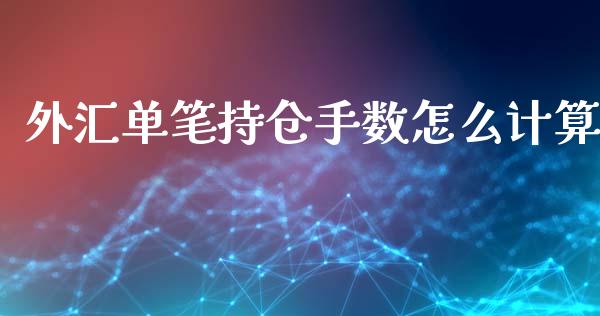 外汇单笔持仓手数怎么计算_https://wap.lxcailiao.com_金融监管_第1张