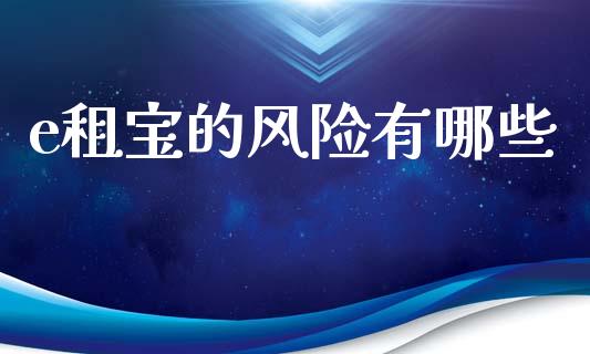 e租宝的风险有哪些_https://wap.lxcailiao.com_股权投资_第1张