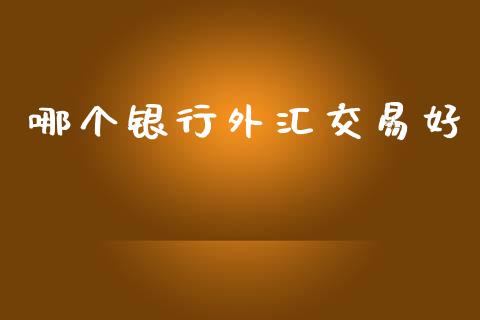 哪个银行外汇交易好_https://wap.lxcailiao.com_金融监管_第1张