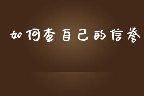 如何查自己的信誉_https://wap.lxcailiao.com_金融监管_第1张