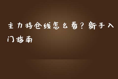 主力持仓线怎么看？新手入门指南_https://wap.lxcailiao.com_融资担保_第1张